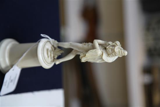 A 19th century French Dieppe ivory carving of The Pied Piper, height 8.5in.